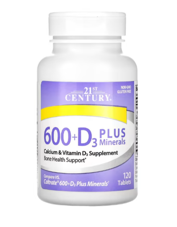 21st Century, 600+D3 Plus Minerals, 120 Tablets