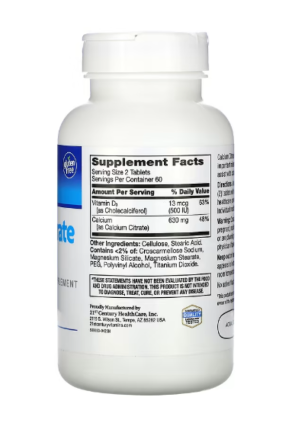 21st Century, Calcium Citrate Maximum + D3, 120 Tablets