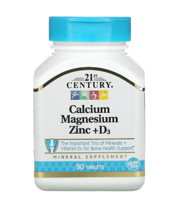 21st Century, Calcium Magnesium Zinc + D3, 90 Tablets