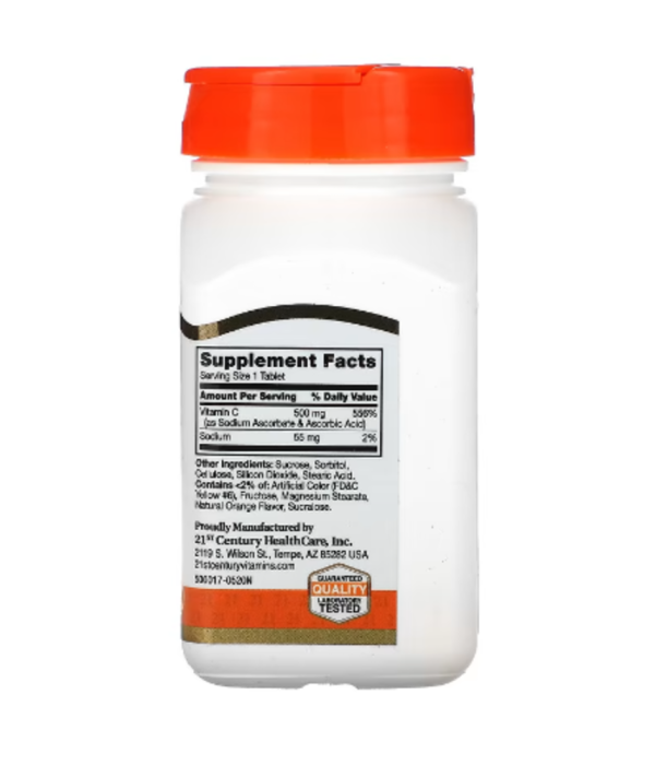 21st Century, Chewable C, Orange Flavor, 500 mg, 110 Tablets