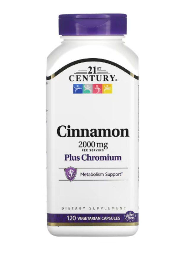 21st Century, Cinnamon Plus Chromium, 2,000 mg, 120 Vegetarian Capsules (500 mg per Capsule)