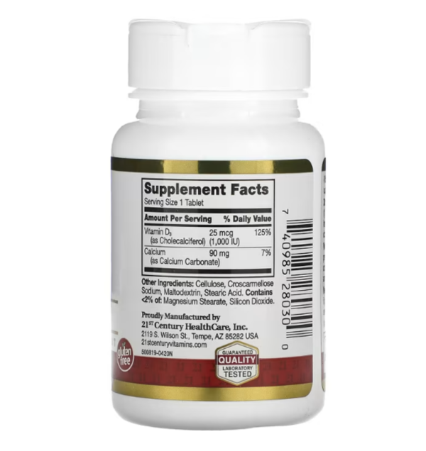 21st Century, D3, 25 mcg (1,000 IU), 60 Tablets