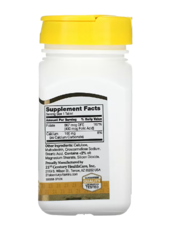 21st Century, Folic Acid, 400 mcg, 250 Easy to Swallow Tablets
