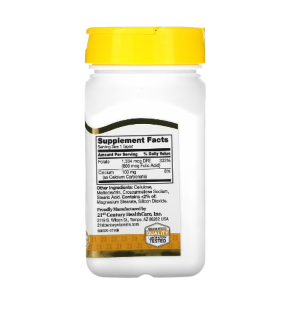 21st Century, Folic Acid, 800 mcg, 180 Easy to Swallow Tablets