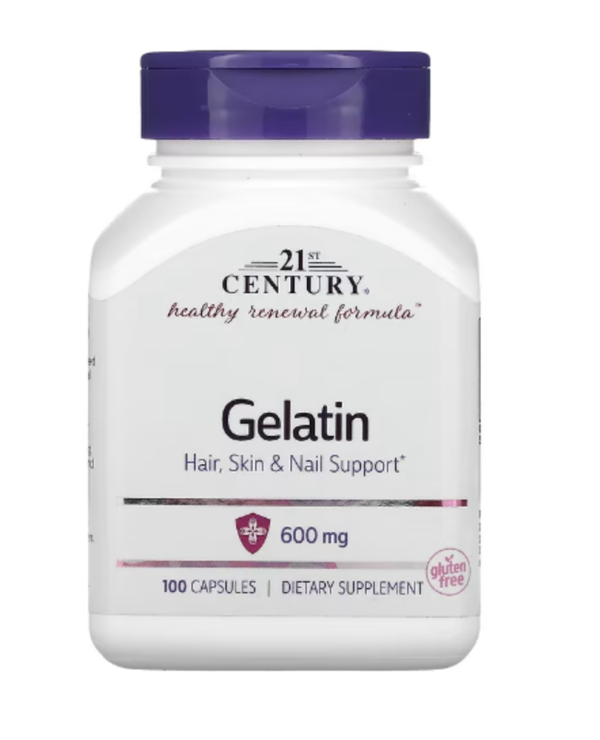 21st Century, Gelatin, 600 mg, 100 Capsules