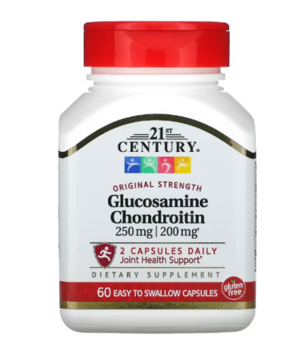 21st Century, Glucosamine / Chondroitin, Original Strength, 200 mg, 60 Easy to Swallow Capsules (250 mg / 200 mg per Capsule)