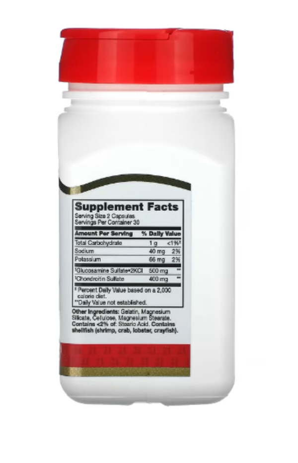 21st Century, Glucosamine / Chondroitin, Original Strength, 200 mg, 60 Easy to Swallow Capsules (250 mg / 200 mg per Capsule)