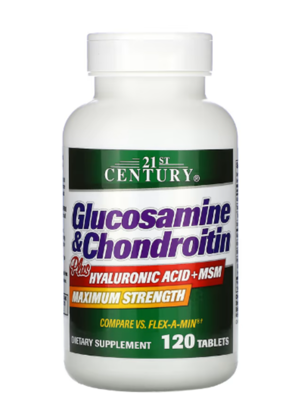 21st Century, Glucosamine & Chondroitin Plus Hyaluronic Acid + MSM, 120 Tablets
