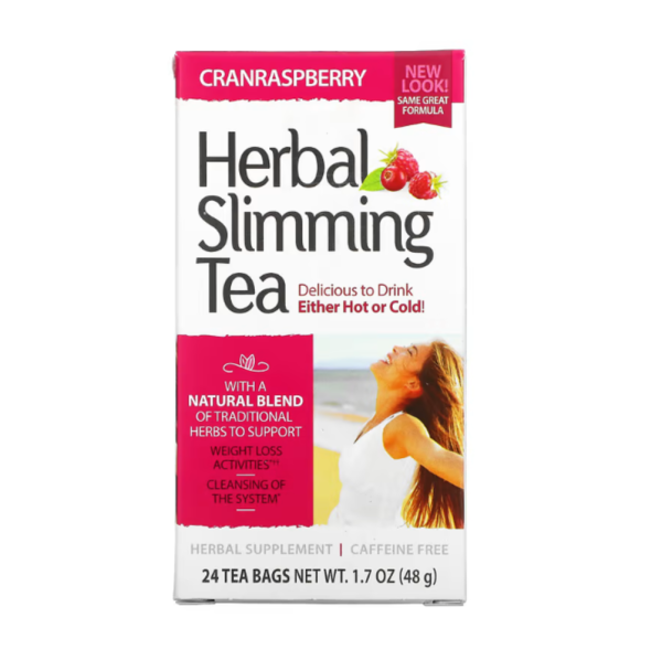 21st Century, Herbal Slimming Tea, Cranraspberry, Caffeine Free, 24 Tea Bags, 1.7 oz (48 g)
