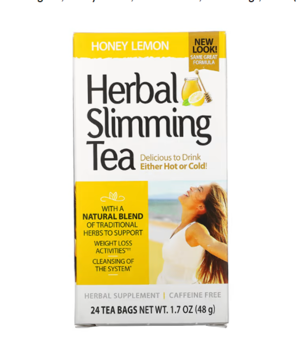 21st Century, Herbal Slimming Tea, Honey Lemon, Caffeine Free, 24 Tea Bags, 1.7 oz (48 g)