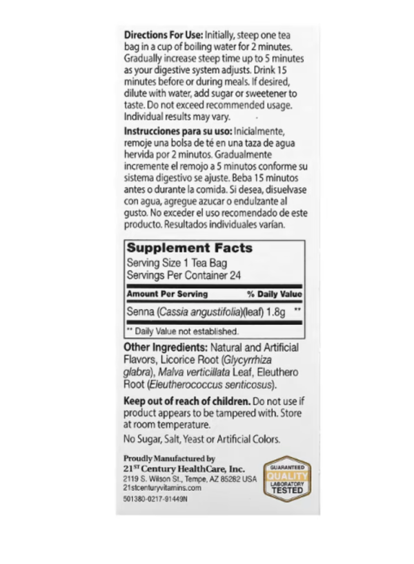 21st Century, Herbal Slimming Tea, Peach-Apricot, Caffeine Free, 24 Tea Bags, 1.7 oz (48 g)