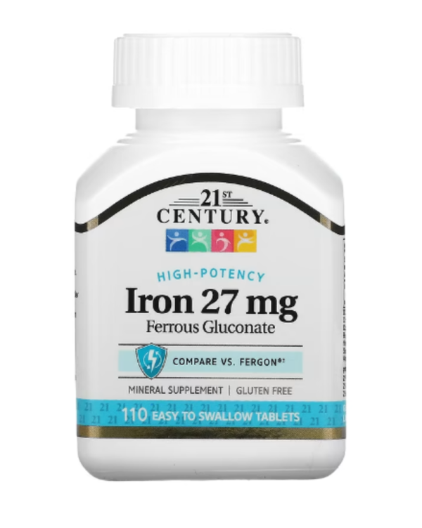 21st Century, High-Potency Iron, 27 mg, 110 Easy to Swallow Tablets
