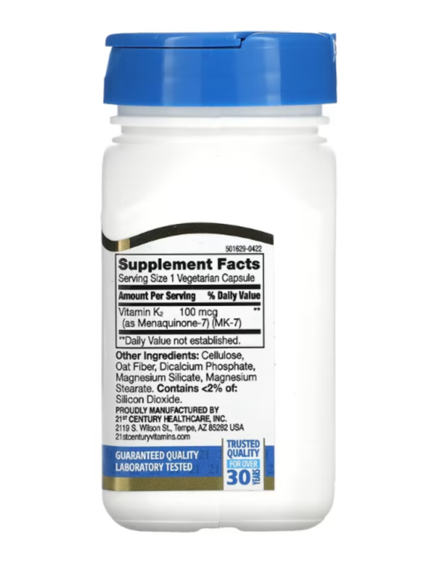 21st Century, K2, MK-7, 100 mcg, 110 Vegetarian Capsules