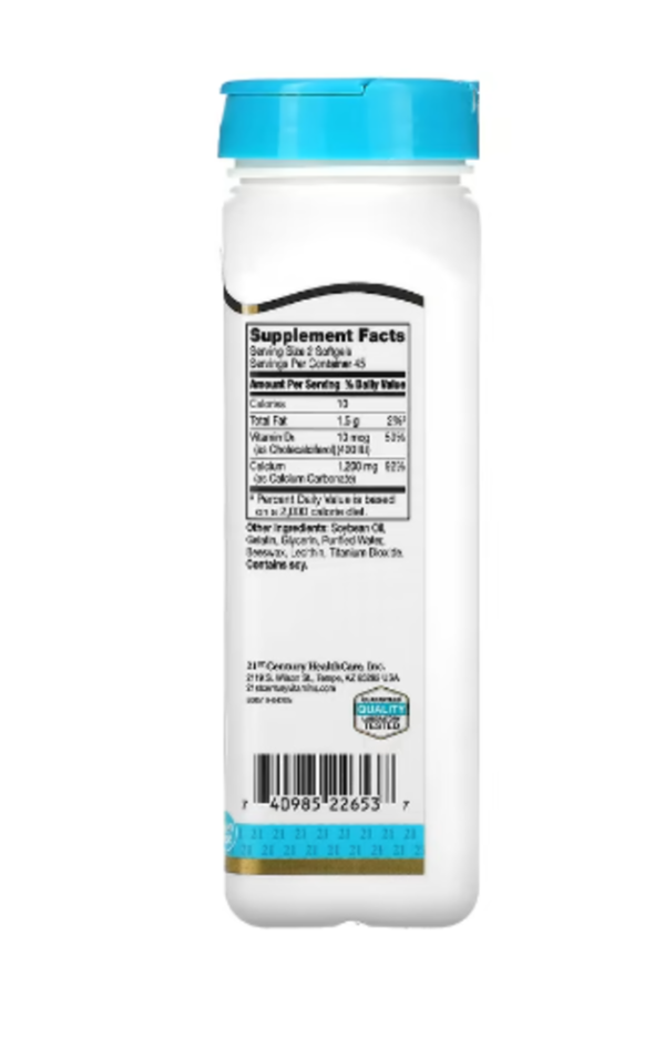 21st Century, Liquid Filled Calcium Plus D3, 1,200 mg, 90 Rapid Release Softgels (600 mg per Softgel)