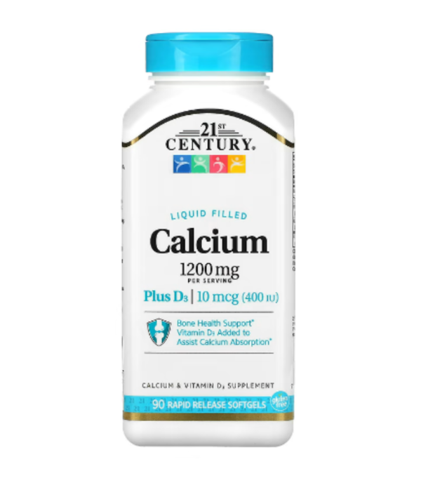 21st Century, Liquid Filled Calcium Plus D3, 1,200 mg, 90 Rapid Release Softgels (600 mg per Softgel)