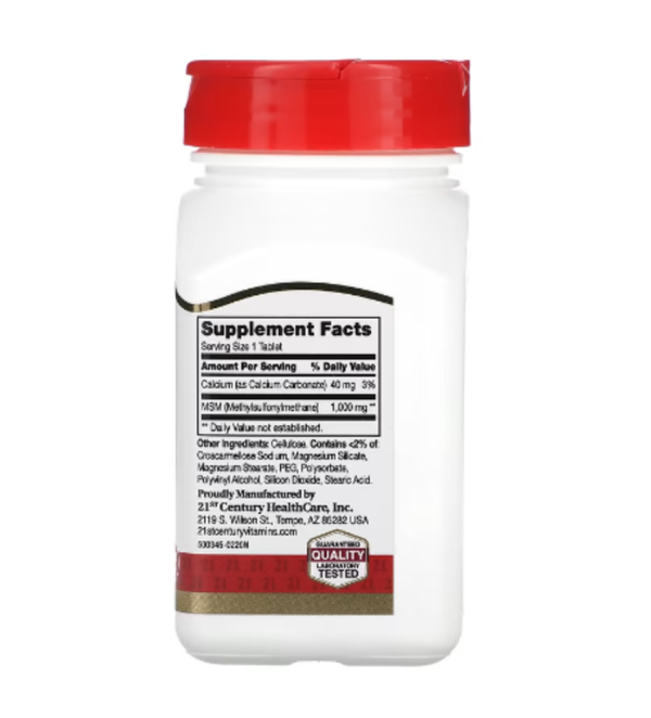 21st Century, MSM, 1,000 mg, 90 Tablets