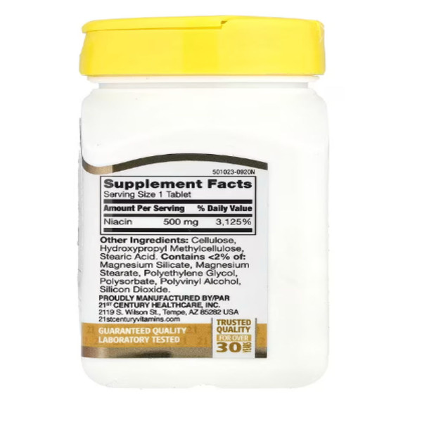 21st Century, Niacin, Prolonged Release, 500 mg, 100 Tablets
