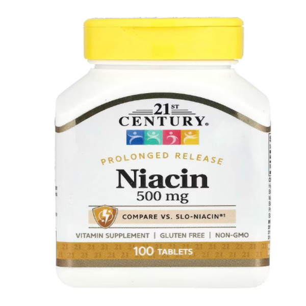 21st Century, Niacin, Prolonged Release, 500 mg, 100 Tablets