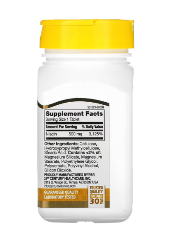 21st Century, Niacin, Prolonged Release, 500 mg, 100 Tablets