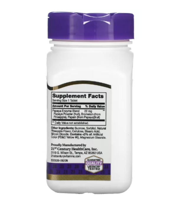 21st Century, Papaya Enzyme, Chewable, 100 Tablets