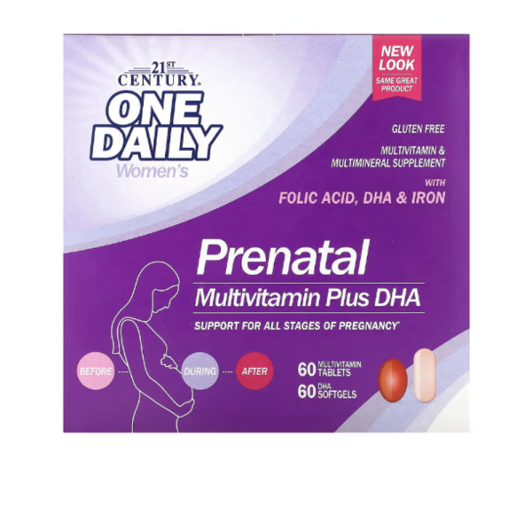 21st Century, Prenatal Multivitamin Plus DHA, 2 Bottles, 60 Tablets / 60 Softgels