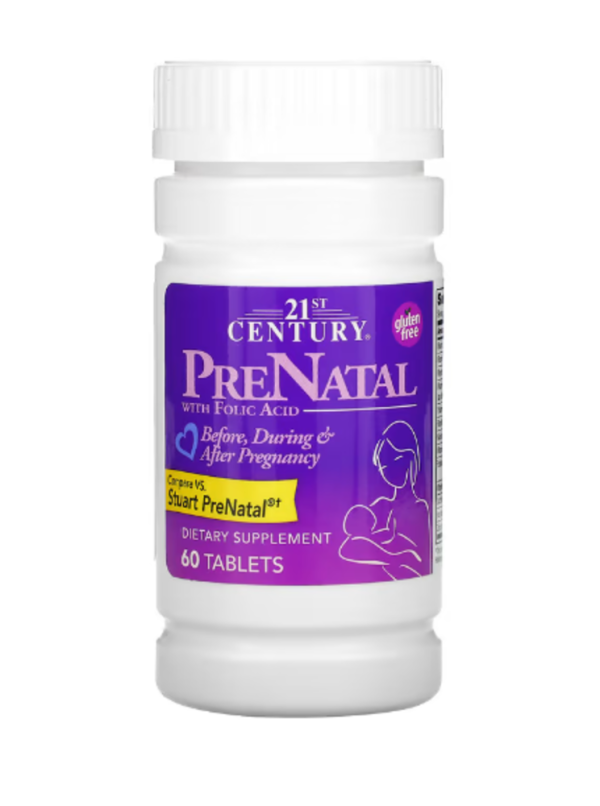 21st Century, PreNatal with Folic Acid, 60 Tablets