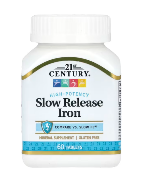 21st Century, Slow Release Iron, High Potency, 60 Tablets