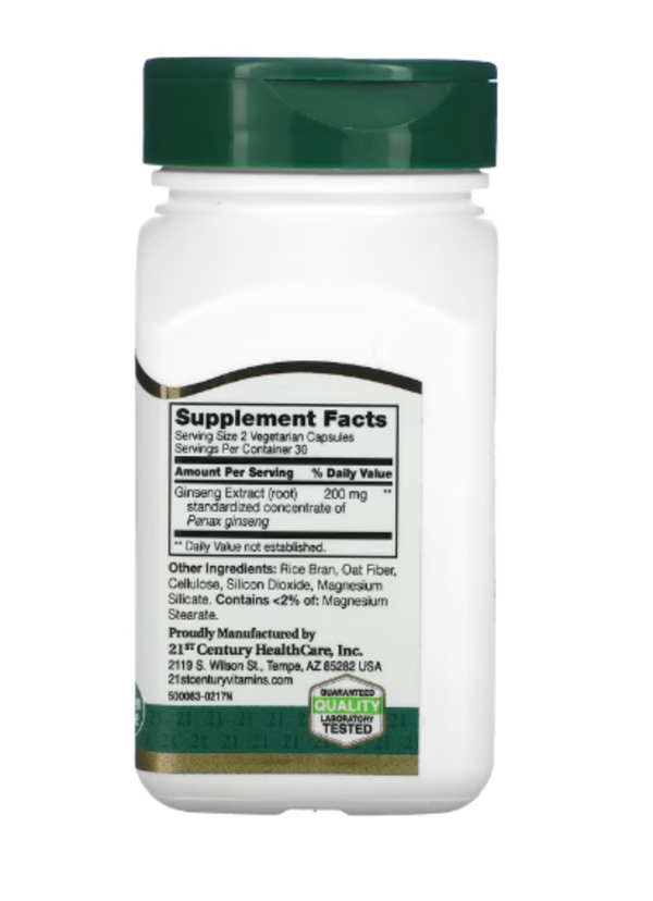 21st Century, Standardized Ginseng Extract, 60 Vegetarian Capsule