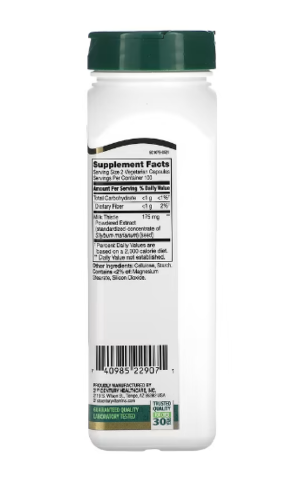 21st Century, Standardized Milk Thistle Extract, 200 Vegetarian Capsules