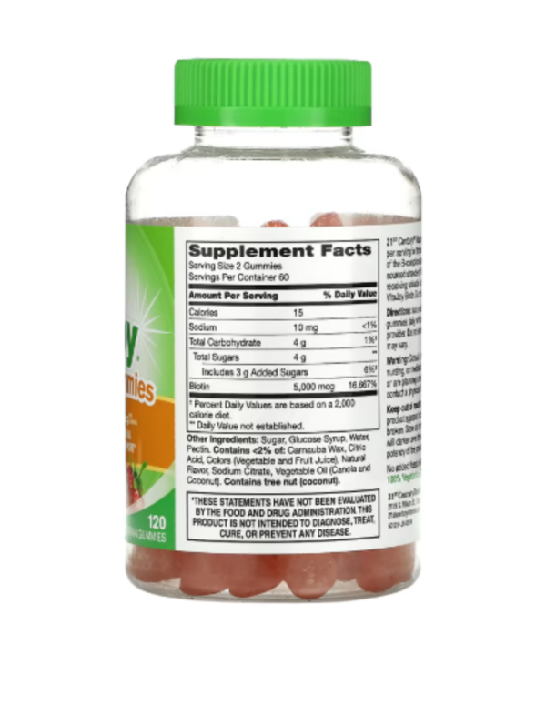 21st Century, VitaJoy Biotin Gummies, Strawberry Flavor, 5,000 mcg, 120 Vegetarian Gummies (2,500 mcg per Gummy)