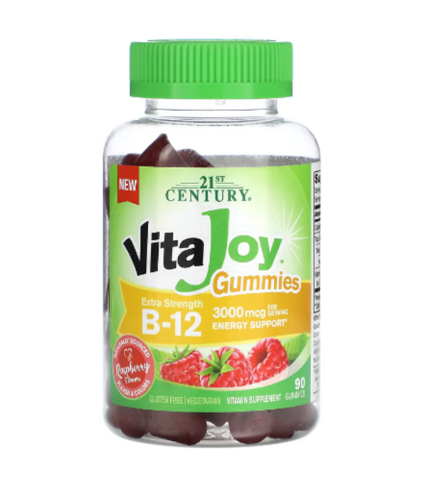 21st Century, VitaJoy Gummies, B-12, Extra Strength, Raspberry, 3,000 mcg, 90 Gummies (1500 mcg per Gummy)