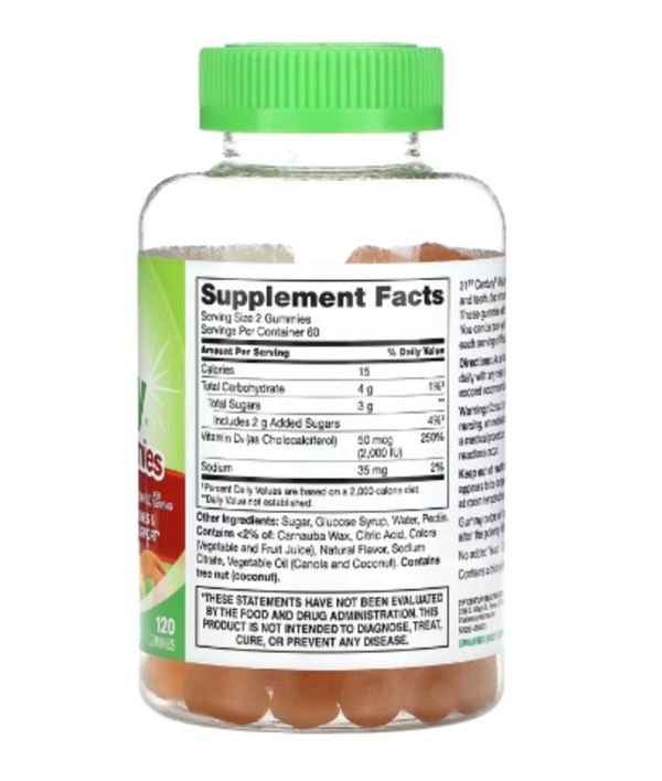 21st Century, VitaJoy Gummies, Daily D3, Peach, 2,000 IU, 120 Gummies (25 mcg (1,000 IU) per Gummy)