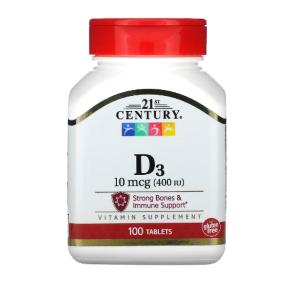 21st Century, Vitamin D3, 10 mcg (400 IU), 100 Tablets