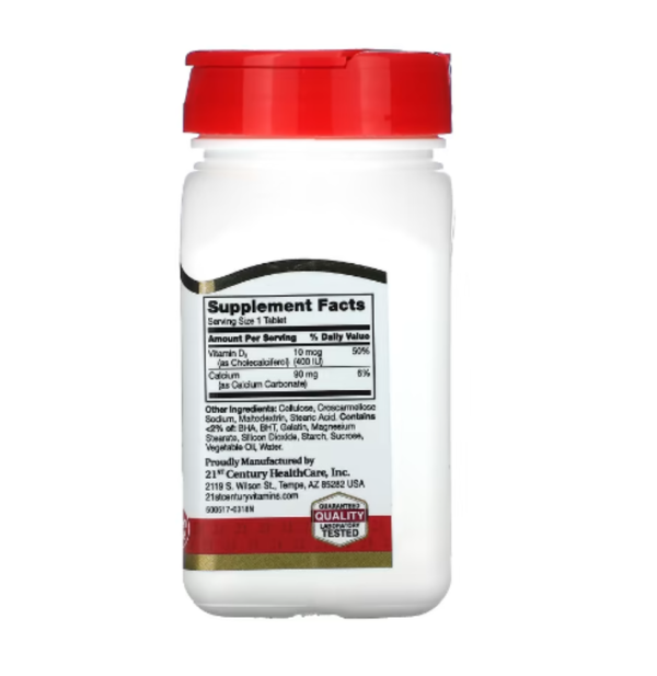 21st Century, Vitamin D3, 10 mcg (400 IU), 100 Tablets