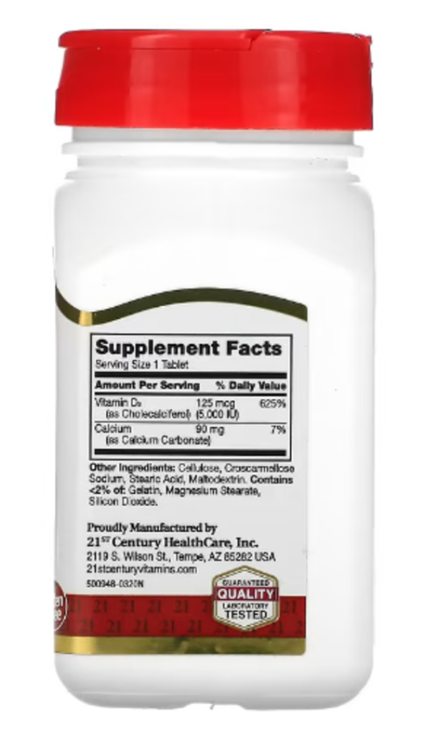 21st Century, Vitamin D3, 125 mcg (5,000 IU), 110 Tablets