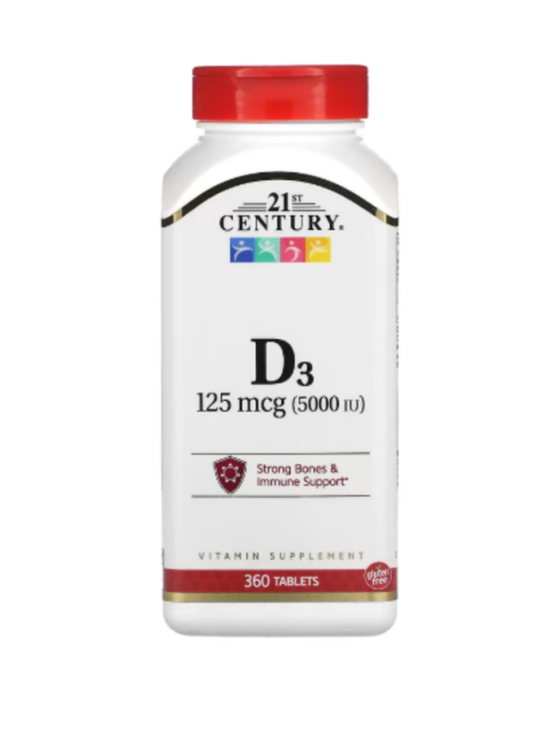 21st Century, Vitamin D3, 125 mcg (5,000 IU), 360 Tablets