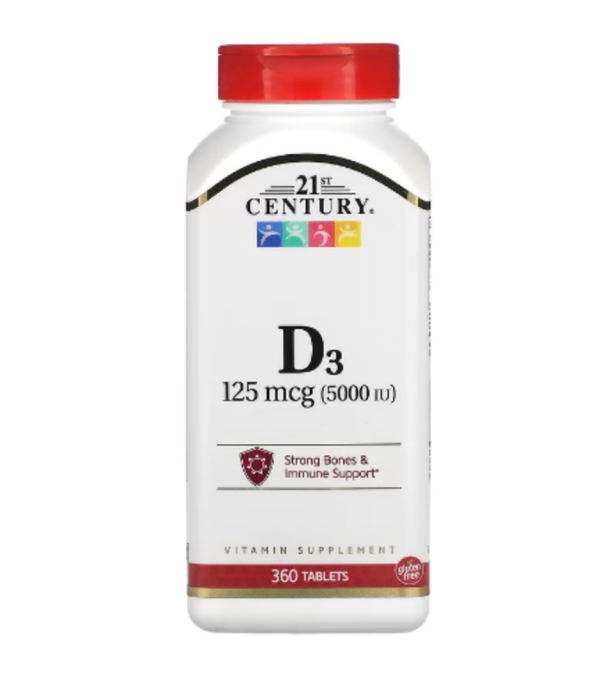 21st Century, Vitamin D3, 125 mcg (5,000 IU), 360 Tablets
