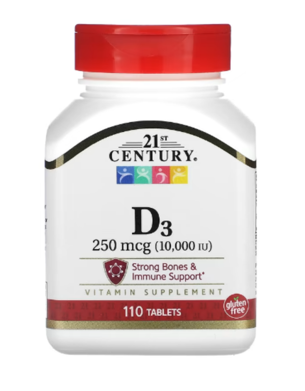 21st Century, Vitamin D3, 250 mcg (10,000 IU), 110 Tablets