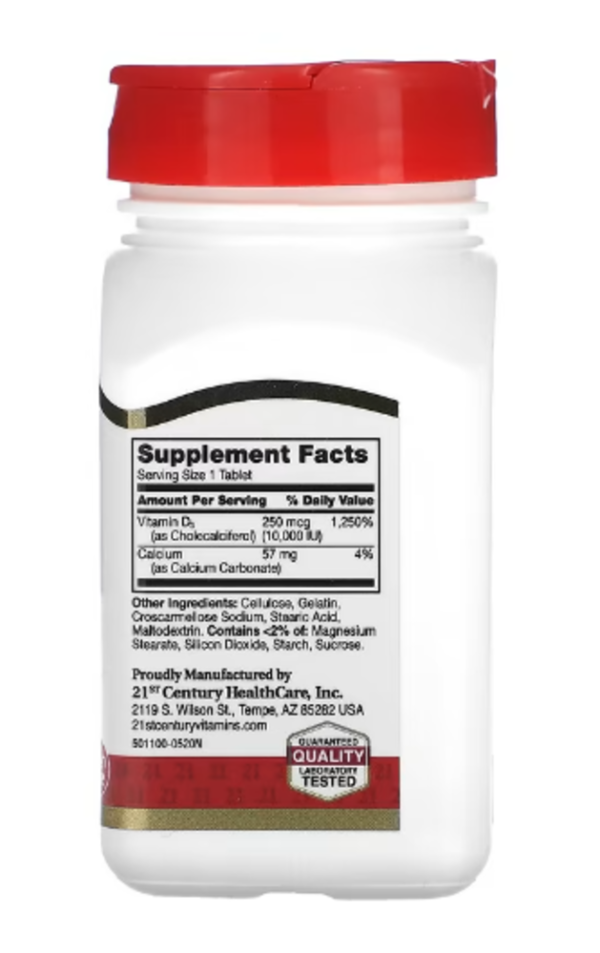 21st Century, Vitamin D3, 250 mcg (10,000 IU), 110 Tablets