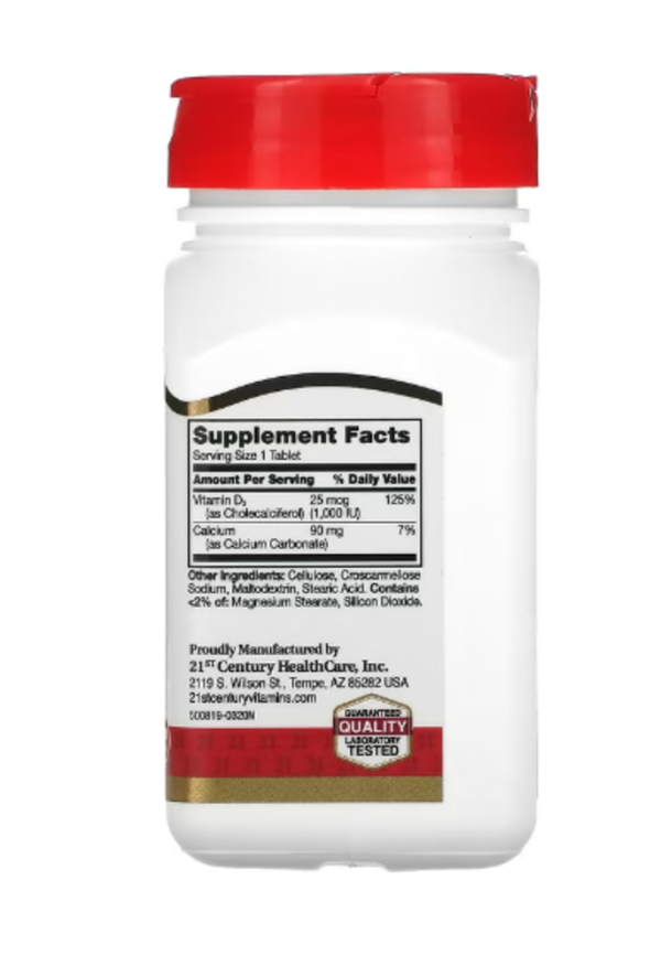 21st Century, Vitamin D3, 25 mcg (1,000 IU), 300 Tablets