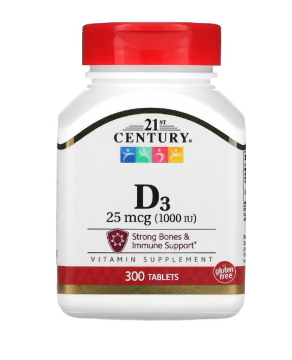 21st Century, Vitamin D3, 25 mcg (1,000 IU), 300 Tablets