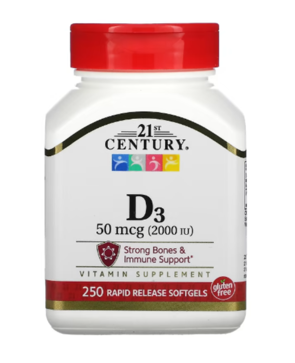 21st Century, Vitamin D3, 50 mcg (2,000 IU), 250 Softgels