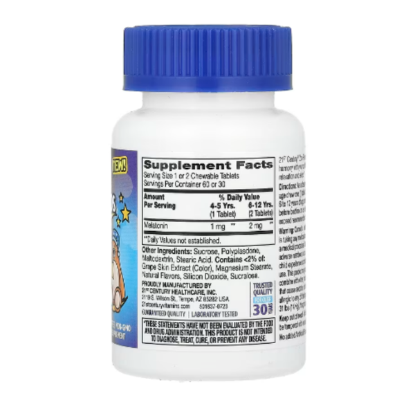 21st Century, Zoo Friends Sleep, Children's Chewable Melatonin, Ages 4+, Raspberry, 60 Chewable Tablets