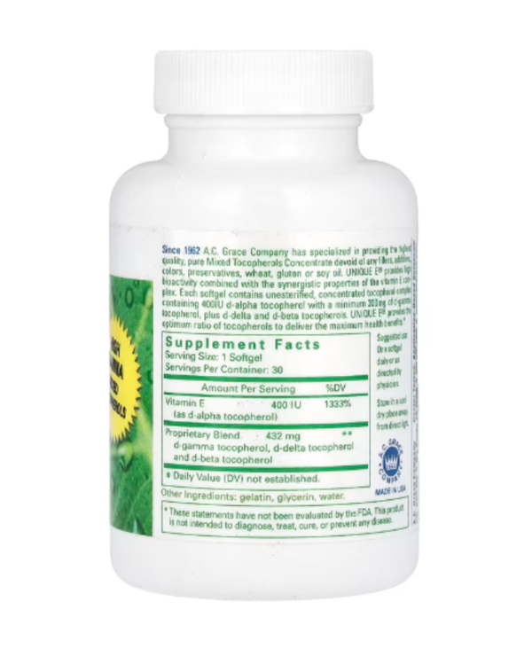 A.C. Grace Company, Unique E, 30 Softgels