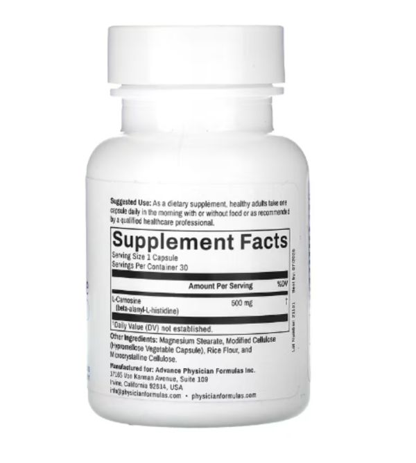 Advance Physician Formulas, L-Carnosine, 500 mg, 30 Capsules