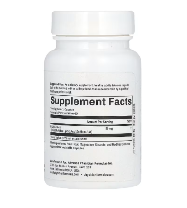 Advance Physician Formulas, R-Lipoic Acid, 50 mg, 60 Vegetable Capsules