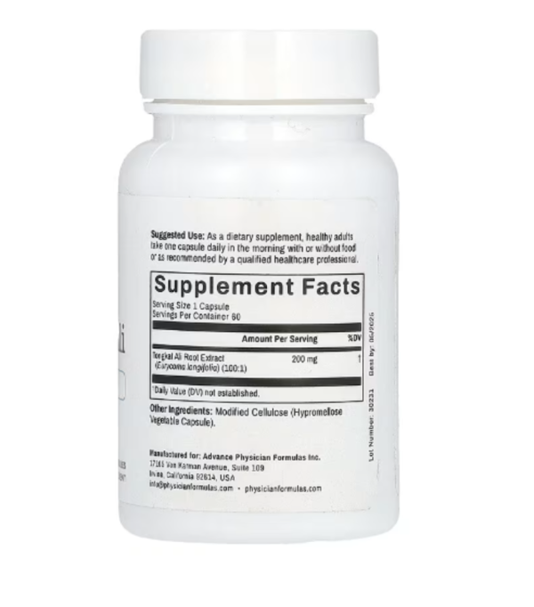 Advance Physician Formulas, Tongkat Ali, 200 mg, 60 Vegetable Capsules