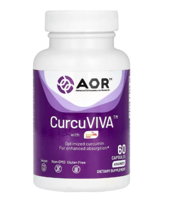 Advanced Orthomolecular Research AOR, CurcuViva With LongVida, 60 Capsules