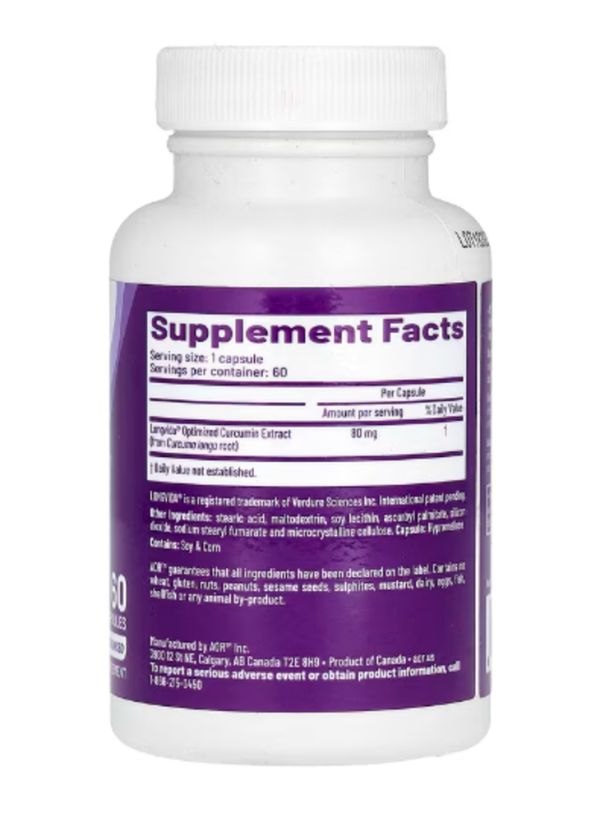 Advanced Orthomolecular Research AOR, CurcuViva With LongVida, 60 Capsules