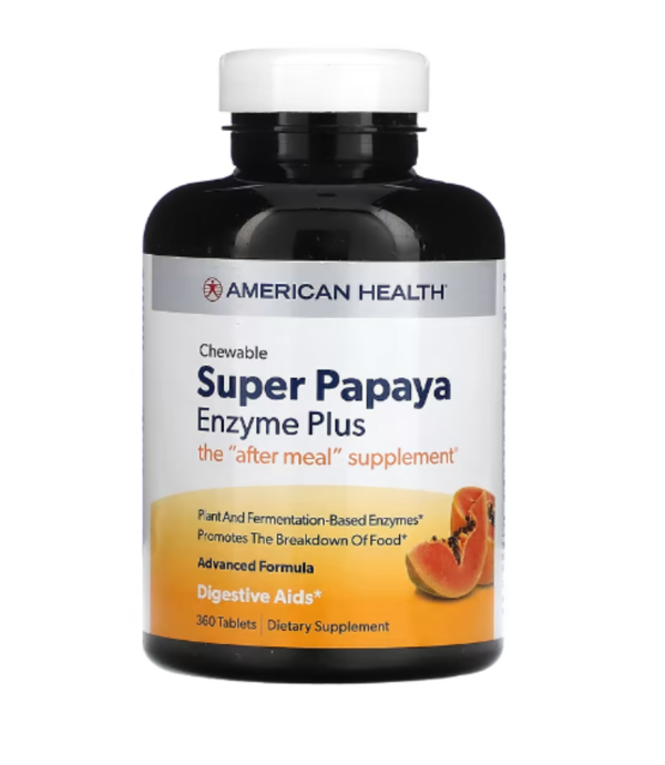 American Health, Chewable Super Papaya Enzyme Plus, 360 Tablets